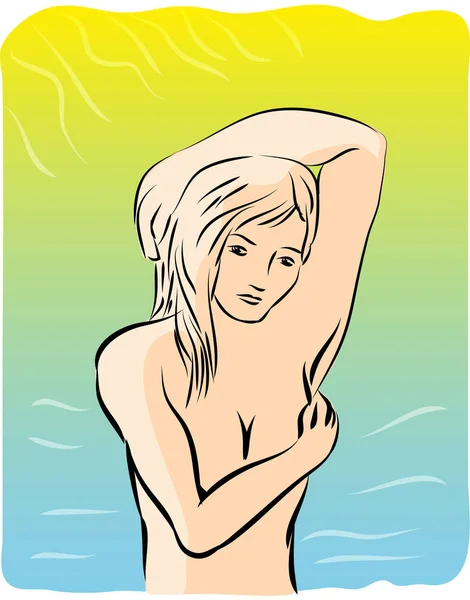 Γυμνό Κορίτσι Κάτω Από Τον Ήλιο Γυμνό Κορίτσι Προστατεύσει Τον — Φωτογραφία Αρχείου