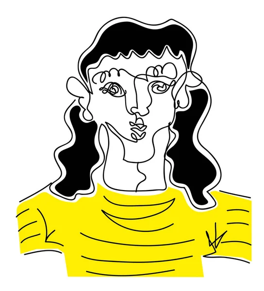 Cabelo Longo Man Illustration Homem Cabelo Longo Preto Amarelo Despojado — Fotografia de Stock