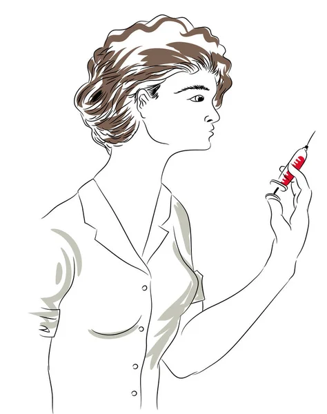 Hemşire ve bir iğne holding needle.beautiful hemşire.