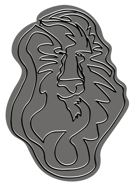 Aslan kingblack ve beyaz basit çizgi çizimleri aslan başkanı başkanı. Basit çizgi hayvan kroki.