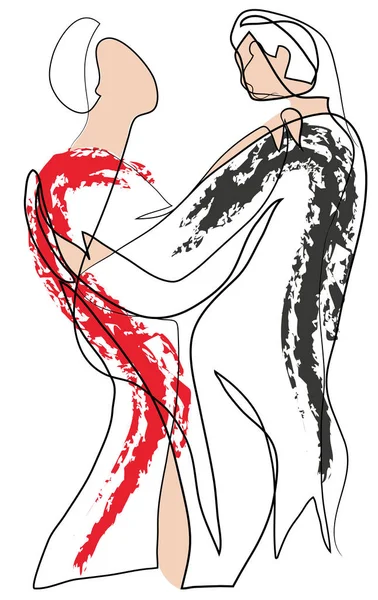 Çift dans. Basit çizgi çizme çift dans. Çift içinde balo dans.