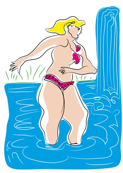 Sarışın kızı göle. Sarışın kız ve şelale göl keyfi.