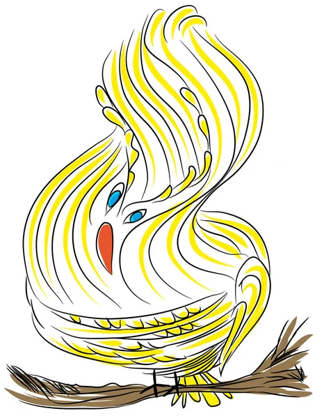 Draguta Pasăre Galben Ilustrare Pasăre Galbenă Ramura Copacului — Fotografie, imagine de stoc