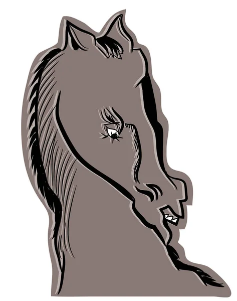 Cheval Sauvage Head Illustration Cheval Colère Criant — Photo