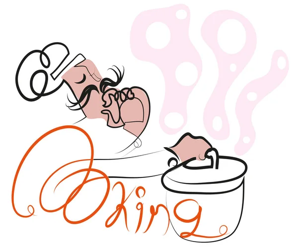 Çizgi Film Şef Cooking Illustration Bir Pot Holding Karikatür Şef Telifsiz Stok Imajlar