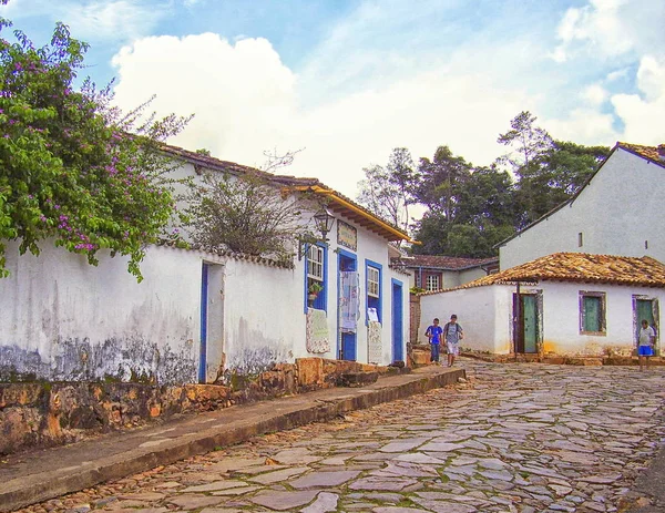 Tiradentes Minas Gerais Brezilya Kırsal Kentinde Sakin Bir Caddenin Köşesinde — Stok fotoğraf