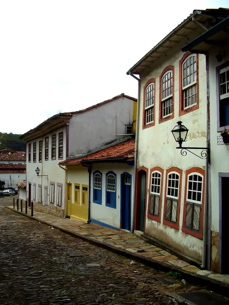 Uma Típica Fuga Rua Histórica Cidade Ouro Preto Minas Gerais — Fotografia de Stock