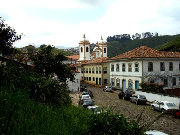 Tipico Streescape Nella Storica Città Patrimonio Dell Umanità Ouro Preto — Foto Stock