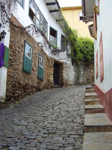 Uma Típica Fuga Rua Histórica Cidade Ouro Preto Minas Gerais — Fotografia de Stock