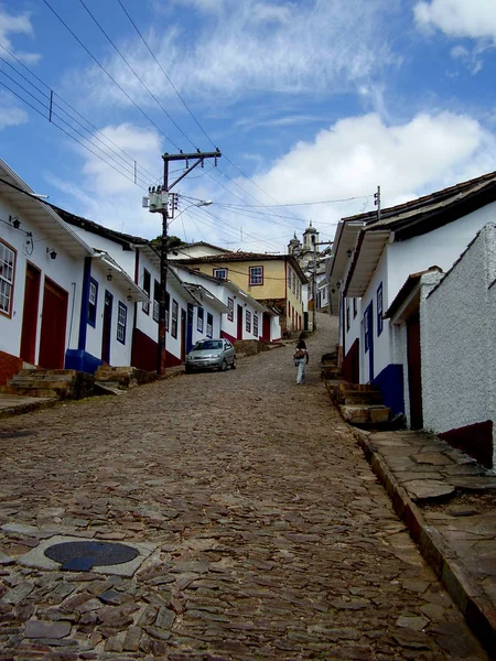 Uma Típica Fuga Rua Histórica Cidade Ouro Preto Minas Gerais — Fotografia de Stock