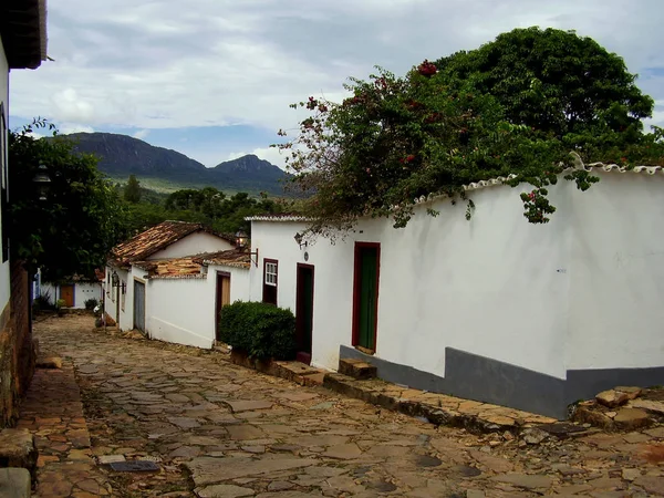 Tiradentes Minas Gerais Brezilya Kırsal Şehirde Sakin Bir Sokakta Şirin — Stok fotoğraf