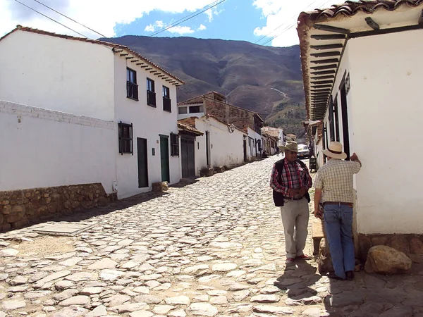 Villa Leyva Colombia Junio 2011 Dos Ancianos Conversan Una Esquina —  Fotos de Stock