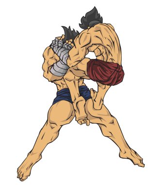 Muay Tay dili veya Tay kickboks. Savaş sanatı vektör ve illüstrasyon