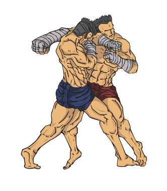 Muay Tay dili veya Tay kickboks. Savaş sanatı vektör ve illüstrasyon