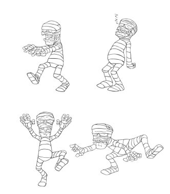 Mumya karakter vektör ve illüstrasyon. Cadılar Bayramı gecesi Monster