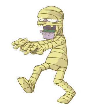 Mumya karakter vektör ve illüstrasyon. Cadılar Bayramı gecesi Monster