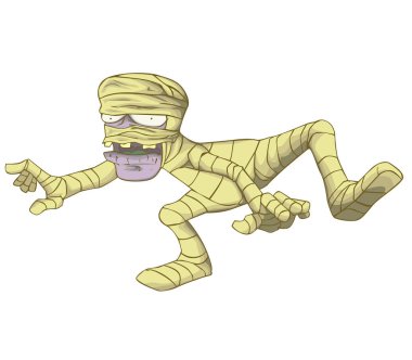 Mumya karakter vektör ve illüstrasyon. Cadılar Bayramı gecesi Monster