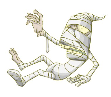 Mumya karakter vektör ve illüstrasyon. Cadılar Bayramı gecesi Monster