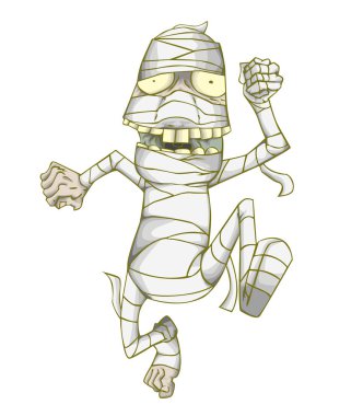 Mumya karakter vektör ve illüstrasyon. Cadılar Bayramı gecesi Monster