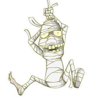 Mumya karakter vektör ve illüstrasyon. Cadılar Bayramı gecesi Monster