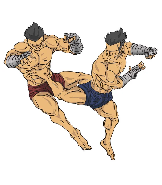 Muay Thai Kickboxing Tailandese Vettore Illustrazione Dell Arte Marziale — Vettoriale Stock