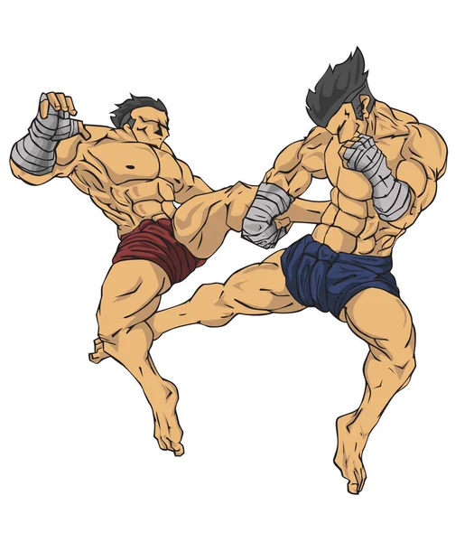 Muay Thai Thai Kickboxing Arte Marcial Vector Ilustración — Vector de stock