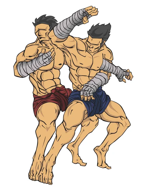 Muay Thai Thai Kickboxing Martial Art Vector Illustration — Stock Vector