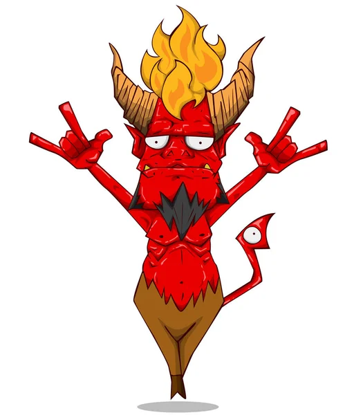 Red Devil Karakter Vector Illustratie Monster Halloween Night — Stockvector