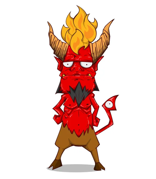 Kırmızı Şeytan Karakteri Vektör Illüstrasyon Cadılar Bayramı Gecesi Monster — Stok Vektör