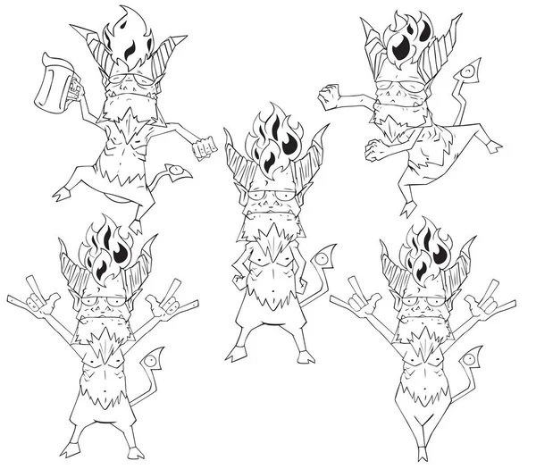 Red Devil Vetor Caracteres Ilustração Monstro Noite Halloween — Vetor de Stock