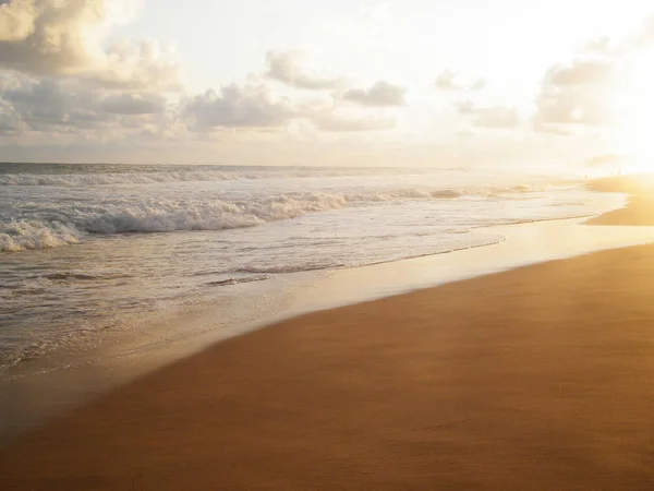 Mjuka Vågor Havet Galle Beach Med Fantastisk Solnedgång Sri Lanka Stockbild