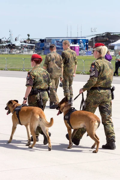Berlin Jul 2013 Deutsche Militärpolizei Feldjäger Mit Wachhunden Während Der — Stockfoto