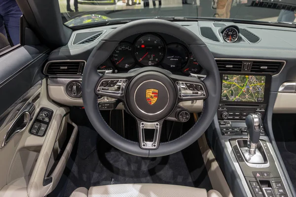 Frankfurt Alemanha Sep 2015 Vista Painel Instrumentos Interior Porsche 911 — Fotografia de Stock