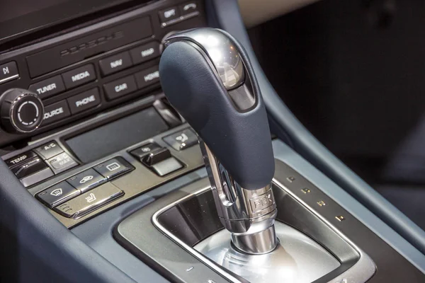 Brussels Jan 2016 Gear Shift Porsche Boxster Spyder Sports Car — Stock Photo, Image