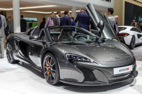 Geneva Zwitserland Maart 2016 Mclaren 650S Spider Sportwagen Tentoongesteld 86E — Stockfoto