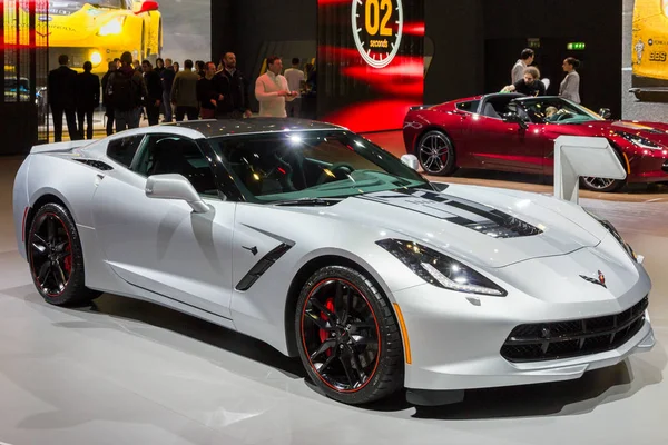 Ginebra Suiza Marzo 2016 Automóvil Deportivo Chevrolet Corvette Presentado 86º — Foto de Stock