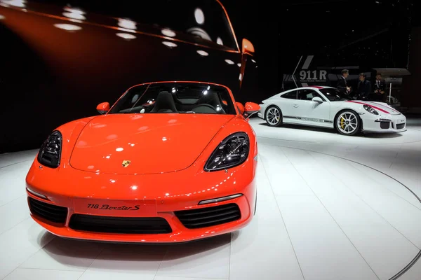 Geneva Sviçre Mart 2016 Porsche 718 Boxster Porsche 911 Spor — Stok fotoğraf