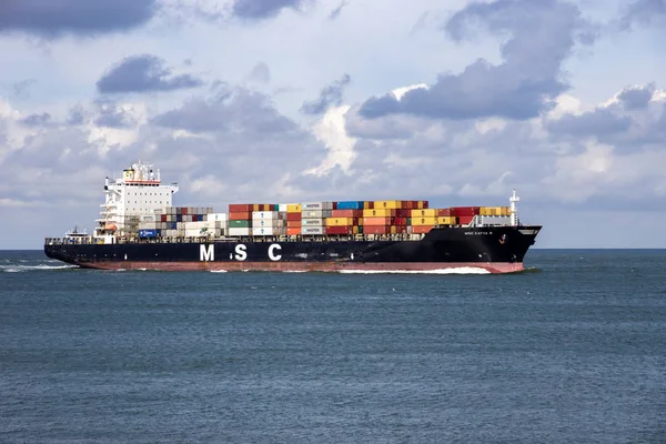 Rotterdam Nederlandene Sep 2016 Containerskib Fra Msc Nordsøen Vej Til - Stock-foto