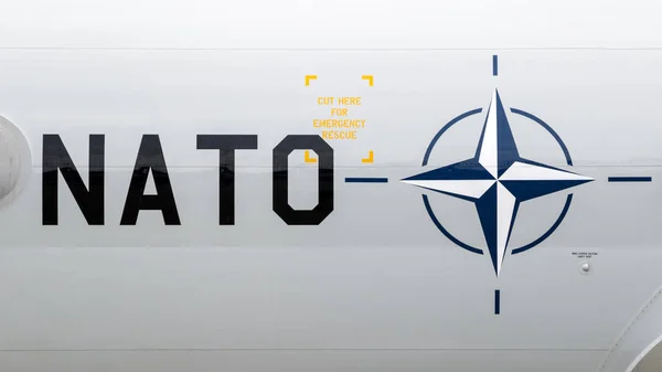 Geilenkirchen Germany July 2017 Nato Text Logo Awacs Sentry Radar — Stock Photo, Image