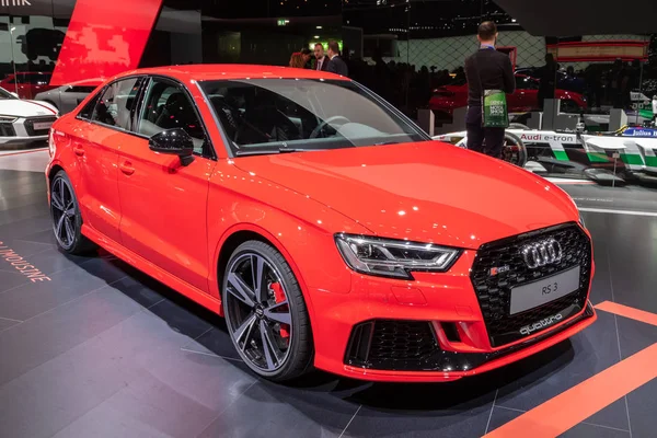 Geneva Suíça Março 2018 Carro Audi Rs3 Sportback Quattro Apresentado — Fotografia de Stock