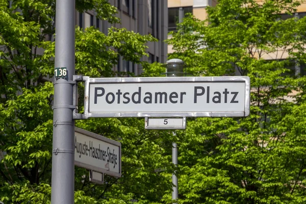 Potsdamer Platz Street Sign Berlin — Stock Photo, Image