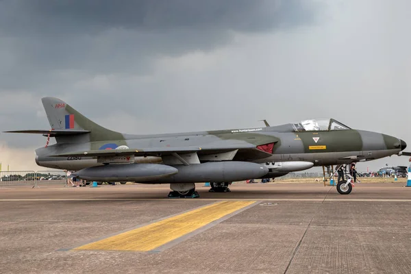 Fairford Reino Unido Jul 2018 Avión Reacción Hawker Hunter Asfalto — Foto de Stock