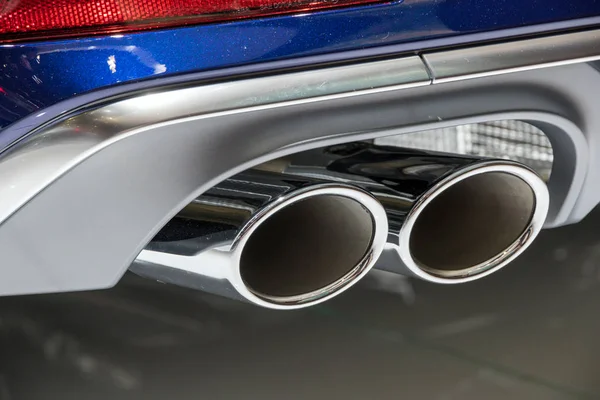Chrome Exhaust Pipes Sports Car Stock Picture