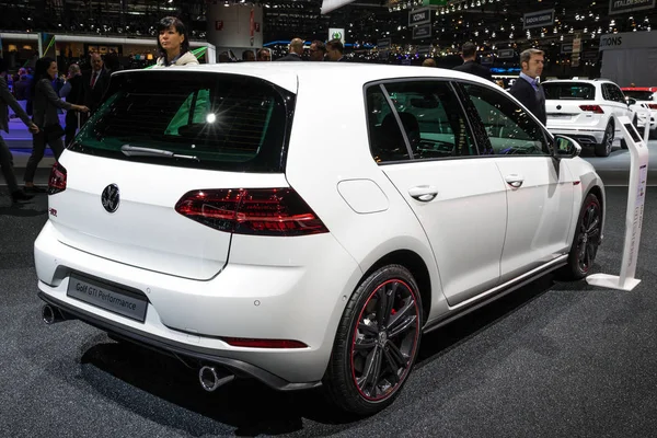 Geneva Suíça Março 2018 Volkswagen Golf Gti Performance Car Showcased — Fotografia de Stock