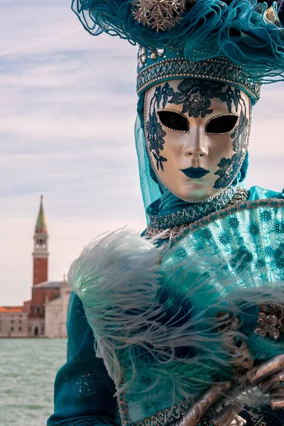 Costumed Woman Piazza San Marco Venice Carnival — Stock Photo, Image