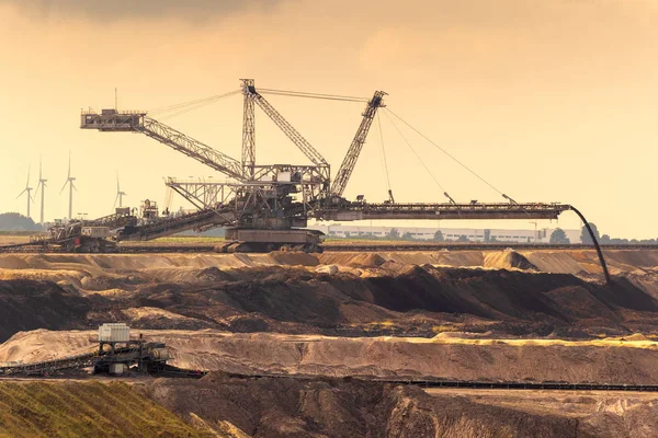 Matériel Minier Dans Une Mine Charbon Brun Ciel Ouvert — Photo