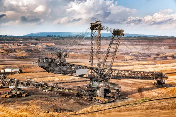 Equipo Minería Una Mina Abierta Carbón Marrón — Foto de Stock