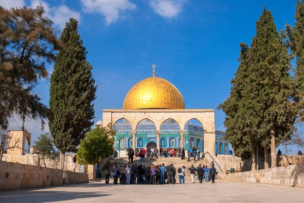 Jerusalem Jan 2011 Personer Vid Ingången Till Klippdomen Tempelberget Jerusalem — Stockfoto