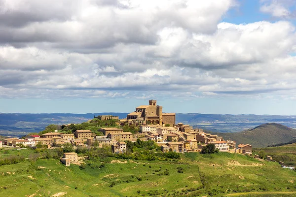 View Spanish Town Ujue Uxue Basque Its 12Th Century Fortified — Stock Photo, Image