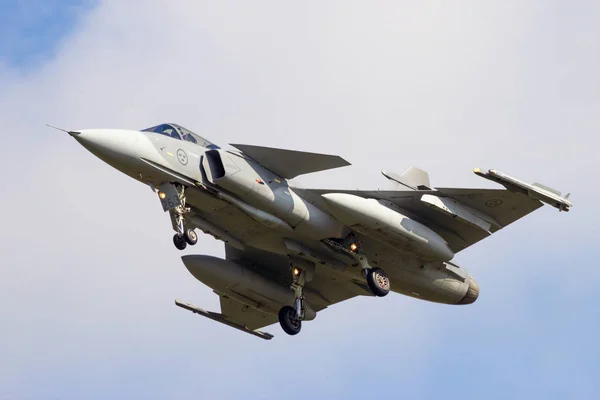 Leeuwarden Países Bajos Abr 2012 Aviones Combate Saab Jas Gripen —  Fotos de Stock
